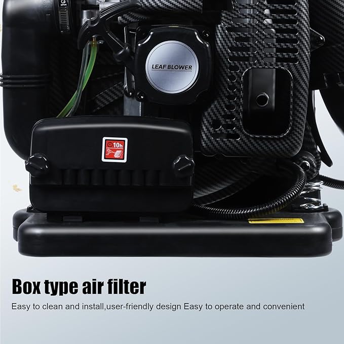 Backpack Leaf Blower 63CC 665CFM 2 Stroke Gas Leaf Blower Leaf Blower with Air Cooling Gasoline Backpack Blowers Gas Powered Snow Blower for Outdoor (EB650-Black)