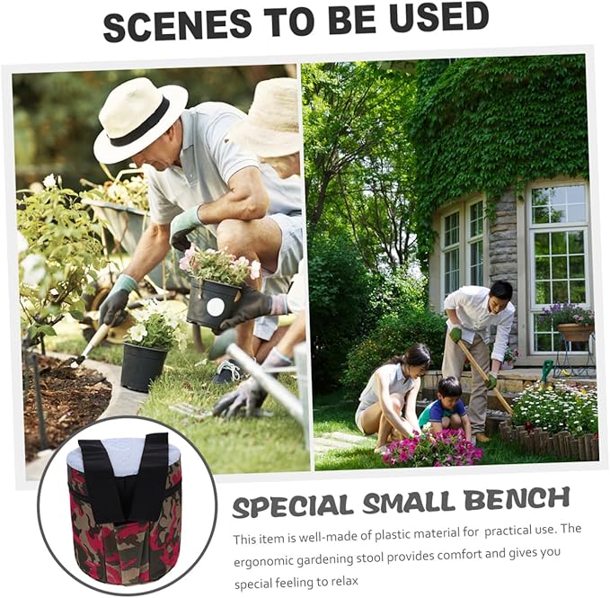 balacoo Portable Weeding Stool with Tool Pouch 25cm Height Lightweight Outdoor Gardening Seat for Farming Camping Fishing and Field Work Random Style