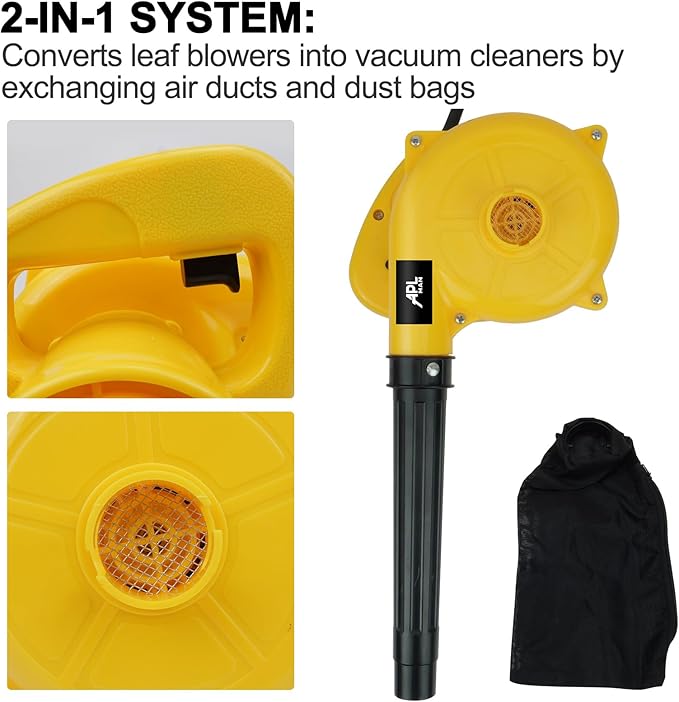 APLMAN Corded Electric Leaf Blower2 in 1 Small Handheld Lightweight Sweeper/Vacuum110V 400W Portbale Blower for Leaf/Snow/Dust Blowing