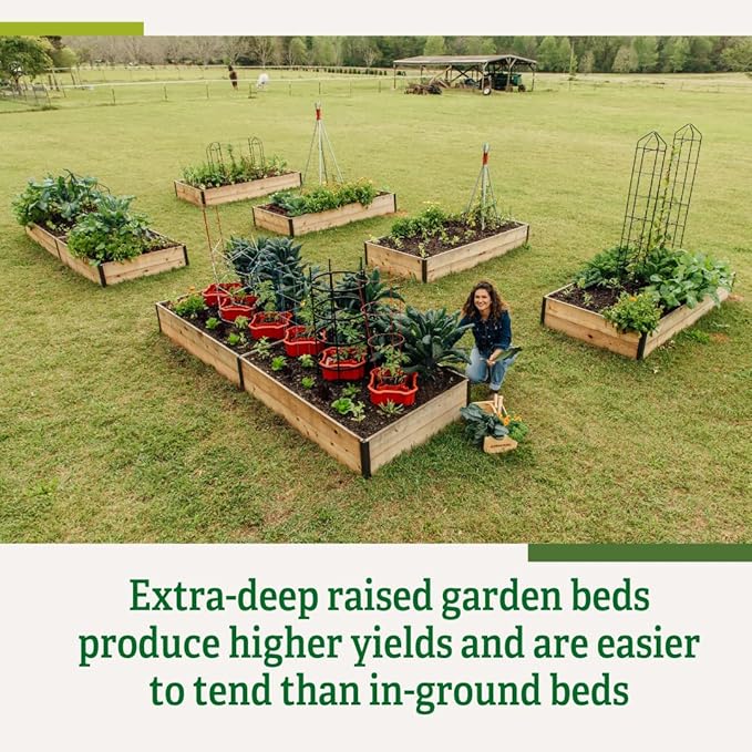 Gardener's Supply Company Raised Garden Bed | Outdoor Planter Box w/Extra Deep Height for Rooted Plants Herbs Flowerbed &amp Vegetable Garden Cedar Wooden Box | 3' W x 3' L x 14 H
