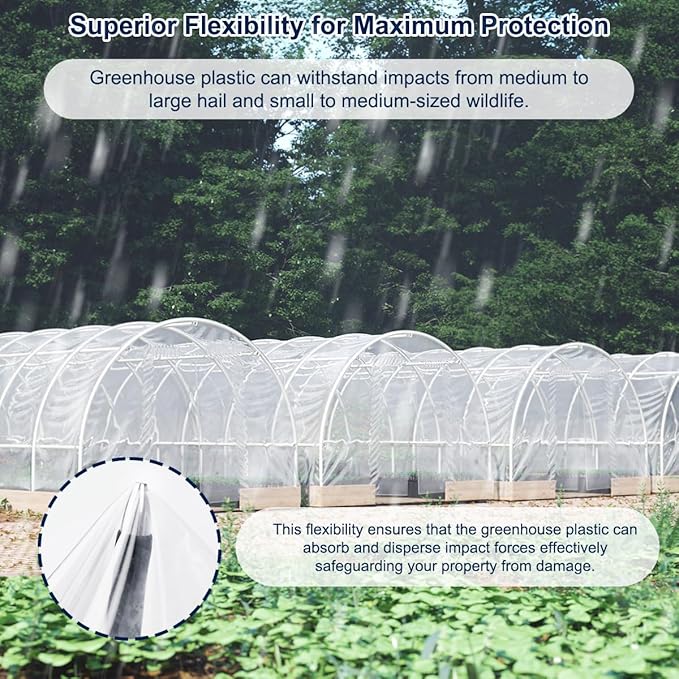 Greenhouse Plastic Sheeting 10 x 30 FT 6 Mil Green House Plastic Covering Heavy Duty UV Resistant Clear Greenhouse Film for Farm Garden Nursery Henhouse