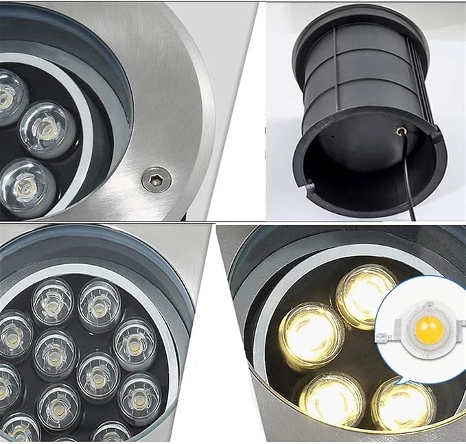 LED Recessed Spotlight - 85-265V Waterproof Outdoor Landscape Light Adjustable Angle Deck Lighting (Blue 9W Yellow 3W)