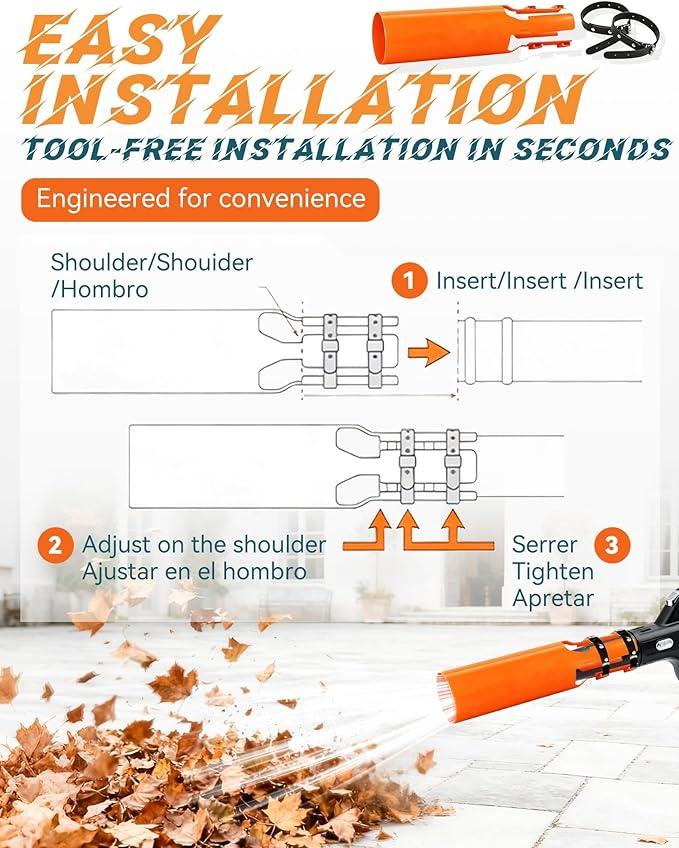 Leaf Blower Air Booster - Universal Nozzle Attachment High-Speed Airflow Accelerator for 2–4 Inch Tubes Plastic Turbo Extension Boosts Wind Power &amp Blowing Distance for Blower (2 Orange)