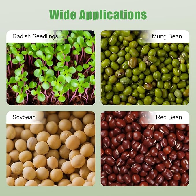 110V Bean Sprouts Machine 2 Layers Intelligent Automatic Bean Seed Sprouter with 3 Seasonal Modes for Home Grow Soybean Mung Bean Red Bean