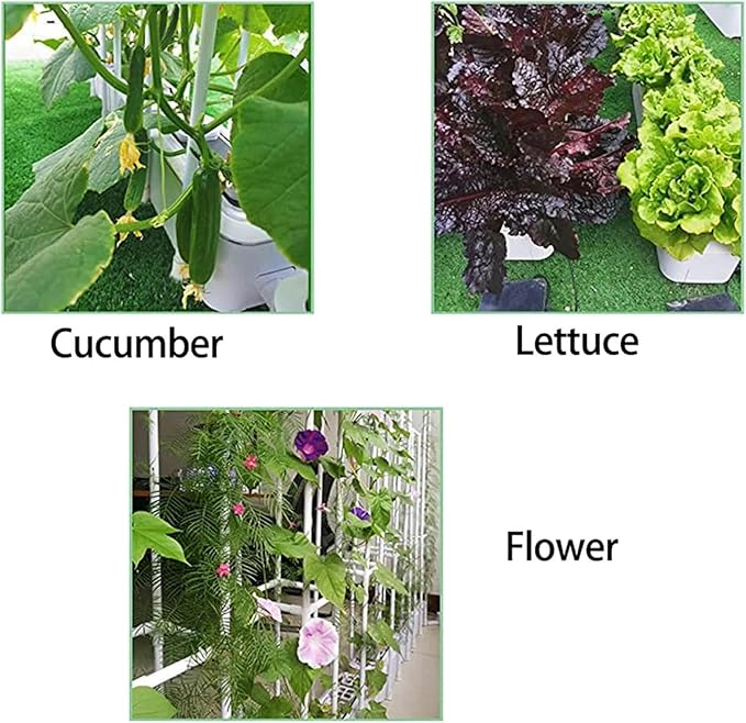 Hydroponics Growing System Smart Hydroponics Growing System with Controller Auto Remind Self-Watering Planter 60 Climbing Trellis for Cucumber Tomato Hydroponic Tower (2 White)