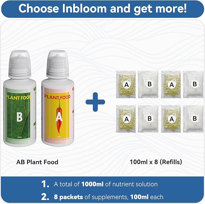 inbloom 12 Pods Hydroponics Growing System Black and Hydroponics Plant Food 1000 ml