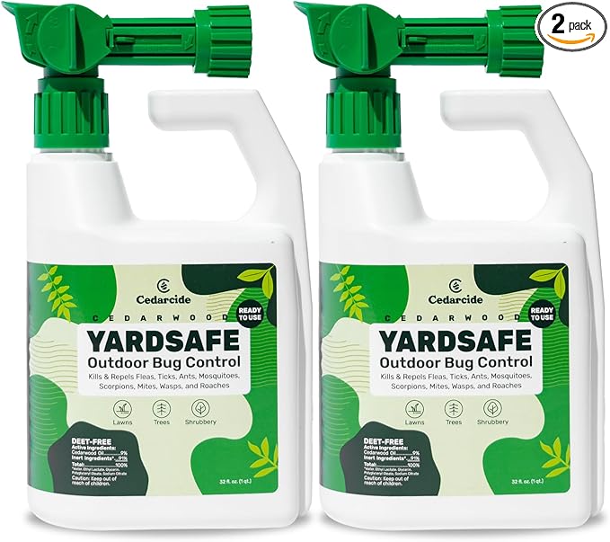Outdoor YardSafe | Kills &amp Repels Mosquitoes Ticks Fleas Mites &amp More with Natural Essential Oils | Family &amp Pet-Safe | Eco-Friendly | 2 Quarts (64 Oz.)