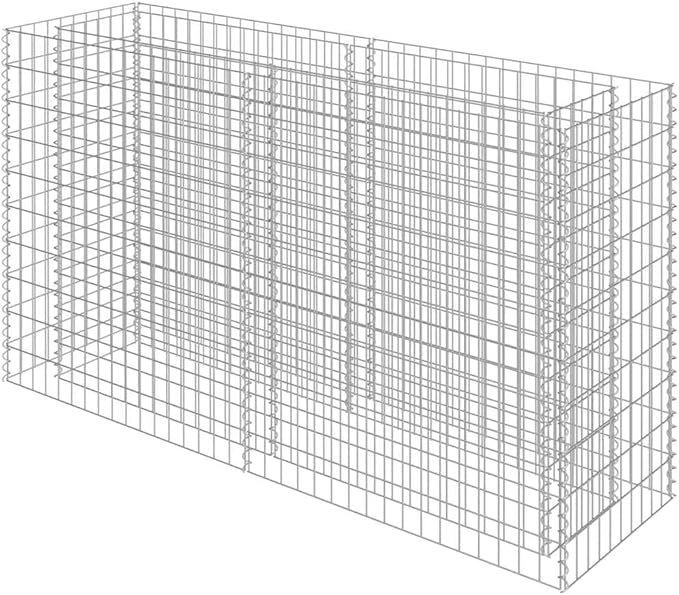 Gabion Raised Bed 70.9x70.9x39.4 in Silver Galvanized Steel Rectangular Planter Box Heavy Duty 3099 lbs Capacity Rustproof Outdoor Garden Fence for Backyard Patio Yard