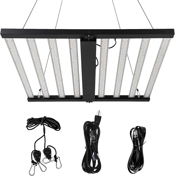Garvee 600w 8-Bar LED Grow Light with Dimmable Full Spectrum - Foldable Design for 4x4Ft Coverage - 120v Commercial Plant Growing Lamp for Indoor Gardens &amp Vertical Farming