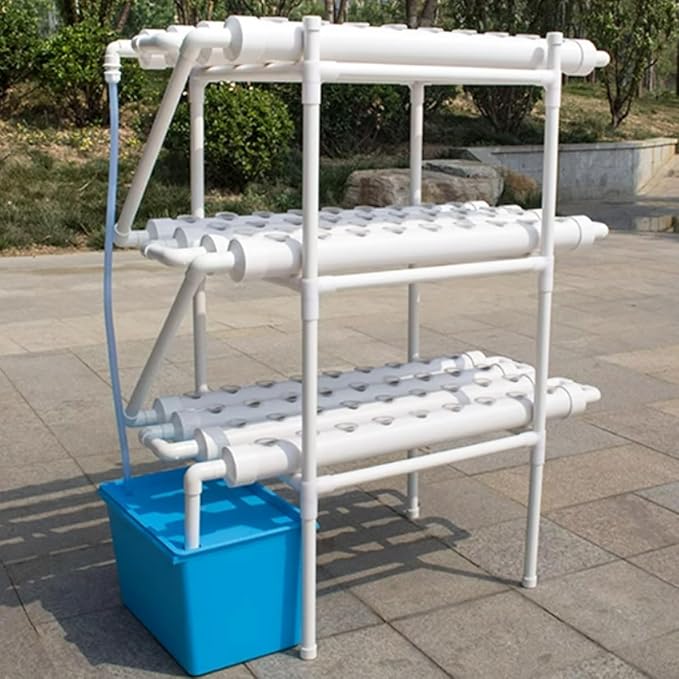 INTBUYING Hydroponics Growing System 108 Holes 12 Pipes 3 Layer Plant Site Grow Kit Hydroponic Gardending System Horizontal Diameter of The Growing Pipe: 2.5”