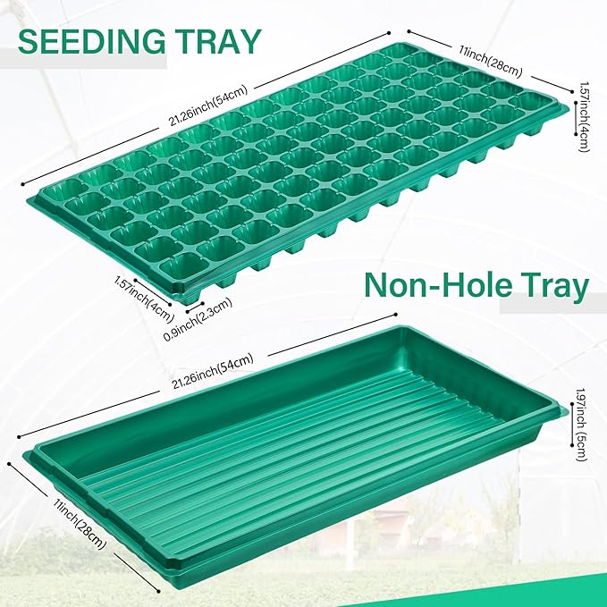 30 Pcs Seed Starter Kit 72 Cell Seedling Starting Trays and 1020 Trays No Holes Plant Growing Nursery Pots for Gardening Germination Propagation (Green)
