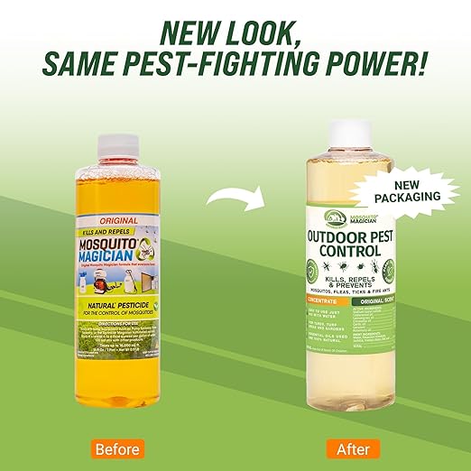 Mosquito Magician Liquid Concentrate Kills Mosquitoes Fleas &amp Fire Ants Yard Spray Treatment Safe for Pets Use with Sprayers Foggers &amp Misting Systems Outdoor Mosquito Repellent - 16 Fl