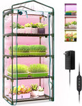 Bstrip Indoor Greenhouse with Grow Lights 4 Tier 27.2 L×19.9 W×61.8 H Mini Greenhouse with Zippered PVC Cover for Seed Starting Trays Dimmable 2FT 60W Plant Light for Indoor Plants with Timer