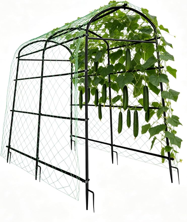 unho Garden Trellis Arch 87in Extra Tall Polyethylene-Coated Stainless Steel Garden Trellis for Climbing Plants Outdoor Garden Trellis Arch for Cucumber Trellis