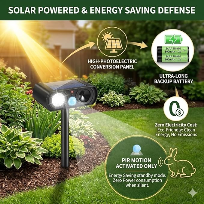 4Pack Feral Cat Repellent Outdoor Solar Ultrasonic Animal Repellent with Motion Detection and Flash LightStray Cat Deterrent Outdoor Keep Squirrel Raccoon Rabbit Away from Yard Garden Lawn