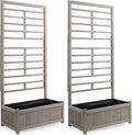 Casafield Set of Two Wooden Climbing Planter Boxes - Raised Garden Beds with Trellis Plant Stand for Outdoor