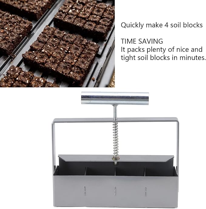 Soil Blocker Stainless Steel Soil Block Maker with Comfortable Handle Handheld Soil Block Maker for Outdoor Garden Vegetable