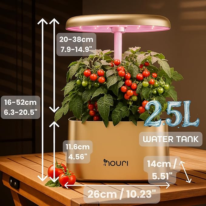 Nouri 5 Pod APP Smart Garden for Home Cooks with Heirloom Basil | Hydroponics Growing System Kit | LED Grow Lights | Indoor Gardening System | Herb Garden Planter Indoor Kit | Gifts for Women &amp Me