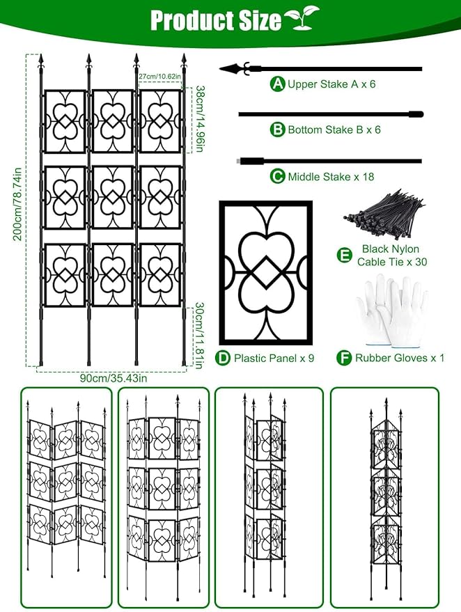 80 Garden Trellis for Climbing Plants Kalolary Screen Plant Trellis Frame for Potted Plants Rustproof Plant Support Thicken Cucumber Trellis Grow Support for Vines Flowers Vegetable Indoor Outdoor