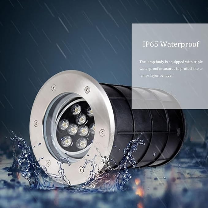 Adjustable Angle LED Underground Lights - IP65 Waterproof Landscape Spotlights for Gardens Driveways Decks and Steps - Available in Warm Light 12W and 3W (AC85-265V)