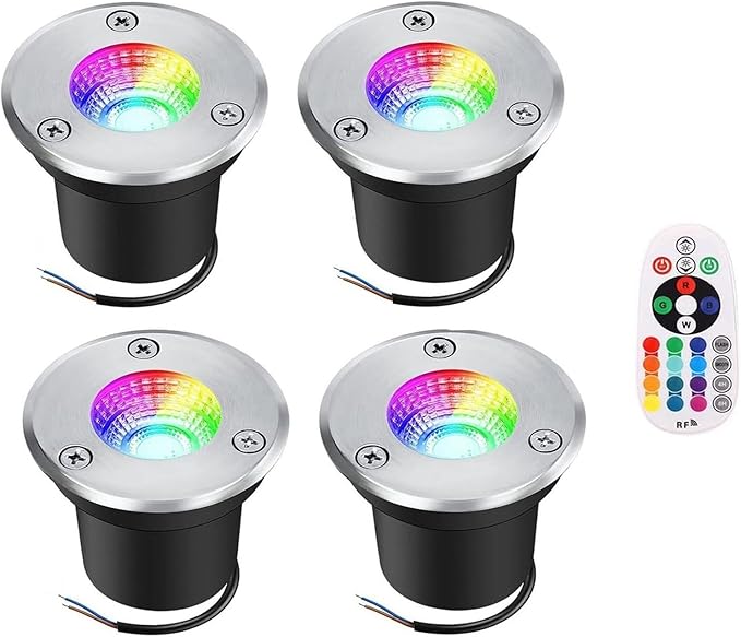 4PCS LED Landscape Lights - Outdoor Buried Lamp 3W LED Ground Recessed Spotlight 12V-24V RGB Ground Spot Lights IP65 Garden Recessed Floor Lamp Spotlight Led Light(3W(24V))