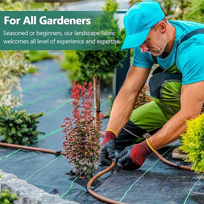 Landscape Garden Weed Control Membrane Heavy DutyWeed Barrier FabricGeotextile Weed Surpressing Fabric Membrane for Patios Garden Landscape(1.22x15m/4x50ft)