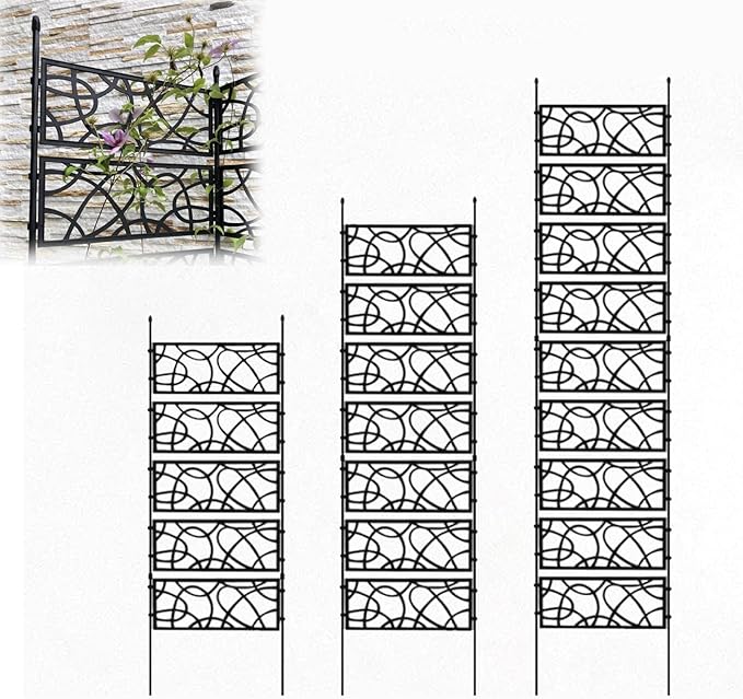 Sturdy Metal Frame Garden Fence Foldable Potted Plant Climbing Trellis Garden Trellis For Outdoor Indoor Decoration Climbing Plants Tomato Rose ( Color : Black  Size : 40.5x120cm/15.9x47.2in )