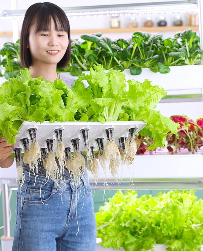 Plants Vertical Hydroponics Tower Kits Hydroponics Growing with LED Grow Light48/64 /90/120 Holes PVC Plant GrowingSuitable for Planting Leafy VegetablesStem Vegetables120hole