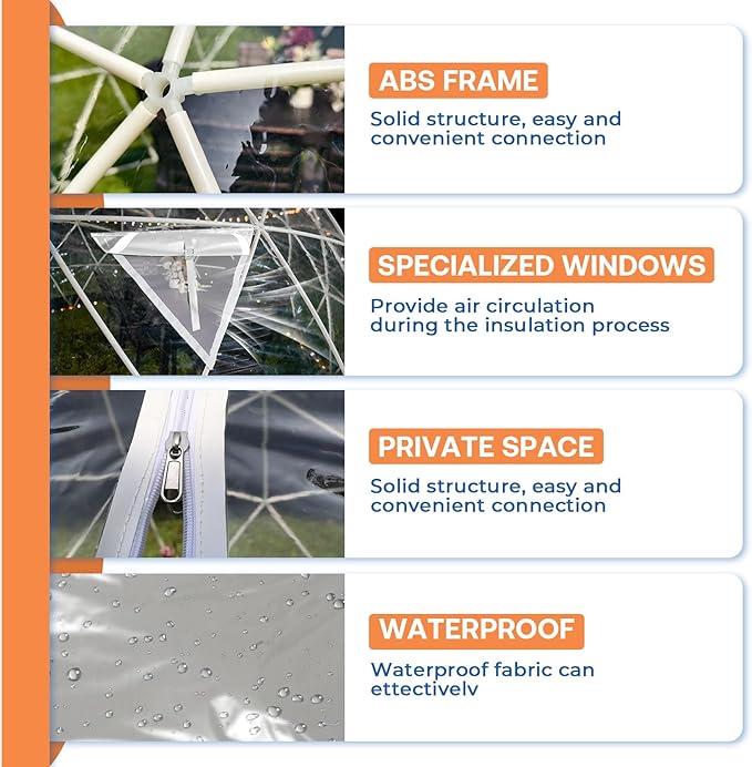 9.7 x 5.7 FT Garden Dome Tent Outdoor TPU Greenhouse for 2-4 Person Greenhouse Garden with Window Waterproof Clear Dome Tent Suitable for Camping Party Wedding Christmas
