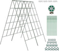 Amoskey Cucumber Trellis Garden Trellis for Climbing Plants Outdoor Foldable A-Frame Trellis Cucumber Trellis for Raised Bed for Cucumbers Peas or Tomatoes (Green Bold Large Grid 46''H*36'W)