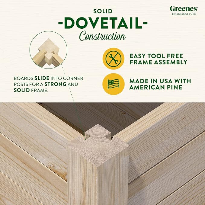 Greenes Fence Original Pine Elevated Garden Bed 24 x 48 x 31 - Made in USA with American Pine