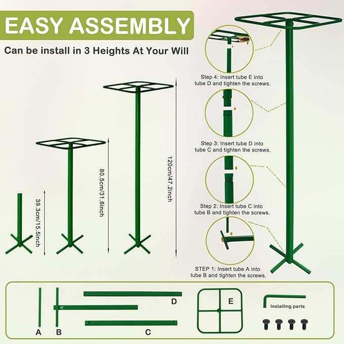 2 Pack Adjustable Dragon Fruit Trellis 12x12x50 Dragon Fruit Trellis Metal Climbing Plant Support Frame Cactus Tower Plant Cage for Vertical Gardening Vegetable Garden Outdoor Green
