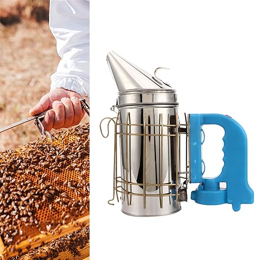 Electric Bee Smoker Stainless Steel Beekeeping Tool with Heat Cover Micro-USB Rechargeable 4 AA Battery Powered