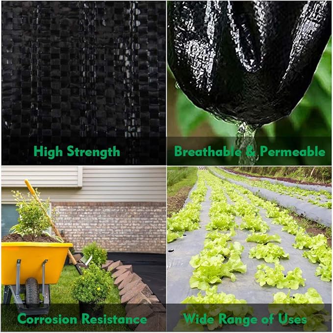 Premium 5oz Pro Weed Barrier Landscape Fabric Ground Cover Heavy Duty Commercial Anti-Weed Gardening Mat 4ft x 300ft Black