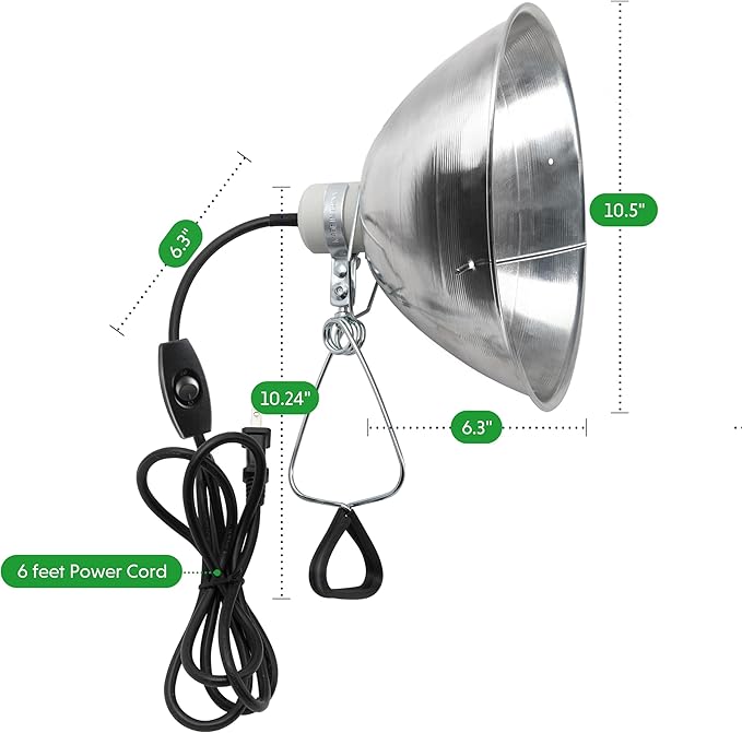 Simple Deluxe Clamp Lamp Light Socket with 10.5 Inch Aluminum Reflector and Bulb Guard Suit for Max 250 Watt Lamp (No Bulb Included) with 18/2-Gauge 6 Feet Cord 2-Pack