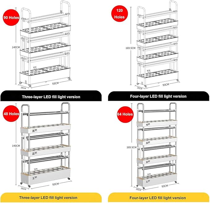3/4 Tier Hydroponics Tower SetIndoor Garden Hydroponic GrowingHydroponic PlanterPlant Vertical Hydroponics for HerbsFruits Vegetables120hole