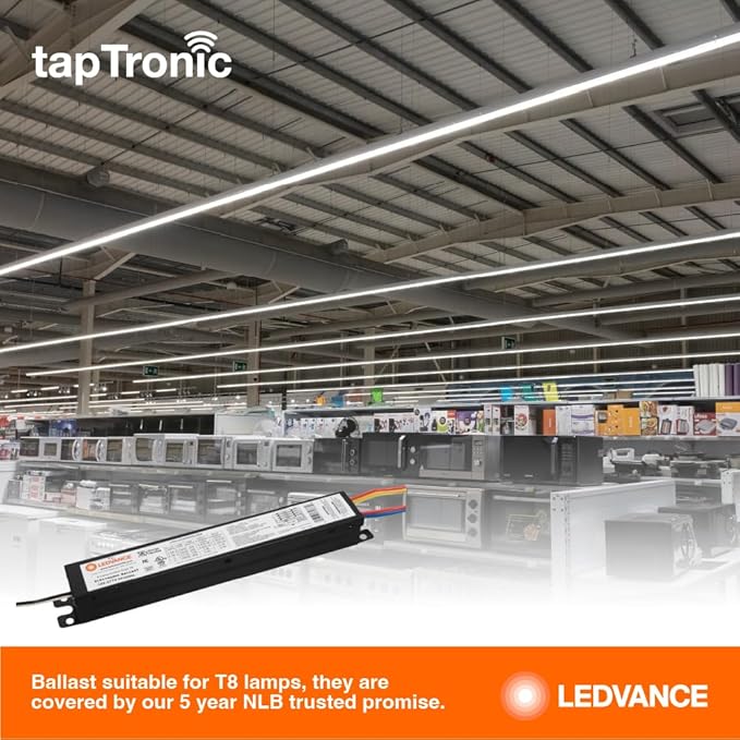LEDVANCE 4-Lamp 32W T8 High Efficiency Instant On Electronic Ballast Universal (120-277) Black- 1 Pack (75866)