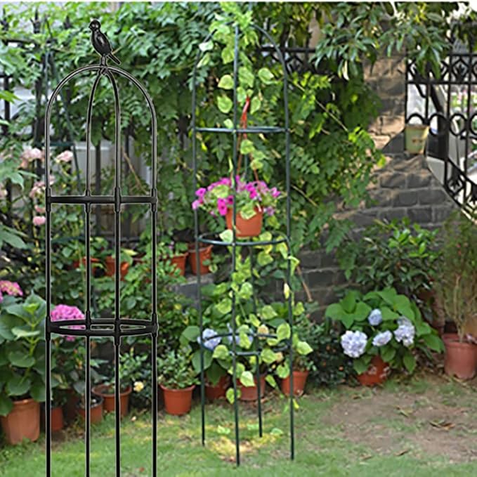 Garden Trellis for Climbing Plants  Rustproof Plastic Coated Metal Stake Tall Tower Obelisk Trellis for Potted Plant Support Indoor Outdoor Rose Trellis for Trellis Tomato ( Size : 9.4/24cm Dia x59