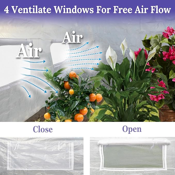YardGrow Half-Transparent Greenhouse Cover Replacement Greenhouse Replacement Cover ONLY Frame NOT Included (10x7x6 FT)