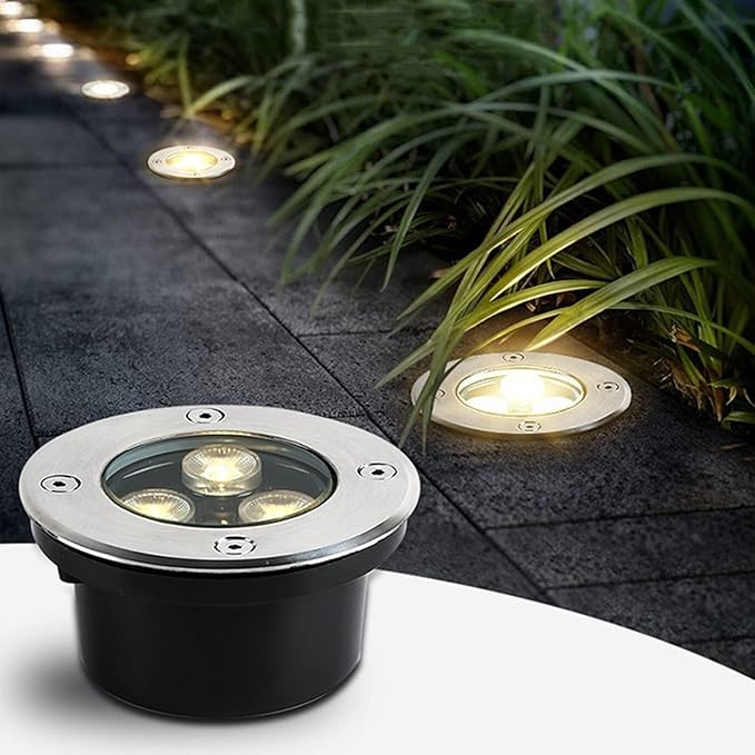 Ground LED Landscape Lights - Outdoor Buried Lights AC85-110V LED Spotlight IP65 Waterproof Walkable Outdoor Avenues Paths Garden Lighting Recessed Ground LightWarm White 4a5W