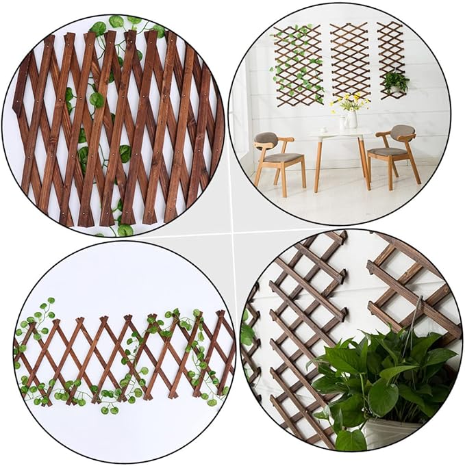 Expandable Garden Trellis Climbing Plant Support Willow Fence Plant Climb Support Carbonized Wood