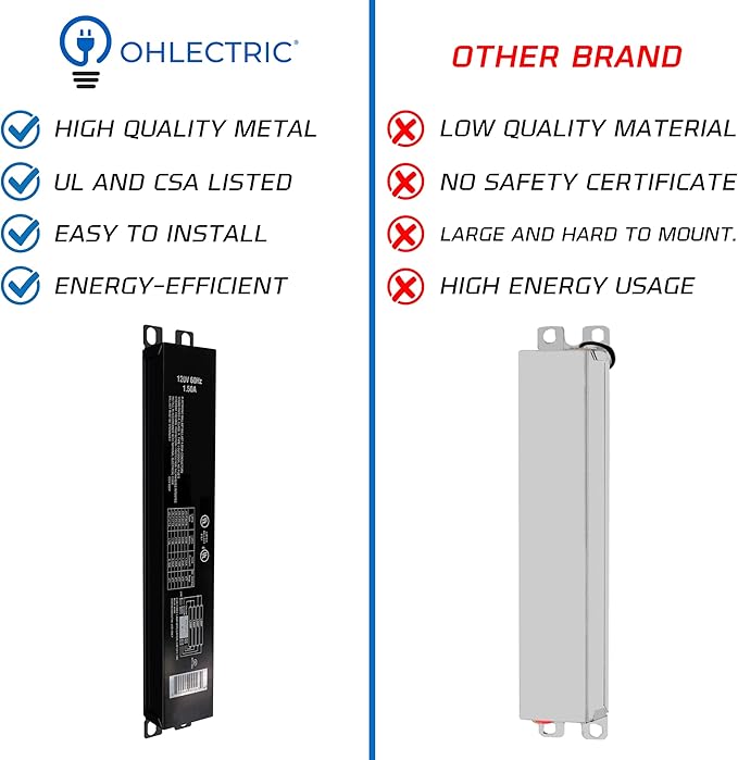 OHLECTRIC Ballast T8 4-Lamp (6-Pack) Replacement for Robertson IEA432T8120N Electronic Fluorescent Ballast for 3 or 4 T8 Fluorescent Lamps Between 17W-32W or 3 F40T8 Lamps Instant Start 120V