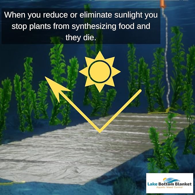 Aquatic Weed Control | Chemical-Free Vegetation Inhibitor for Lakes &amp Ponds | Benthic Barrier | Instant Weed Free Swimming (10.75 feet x 20 feet)