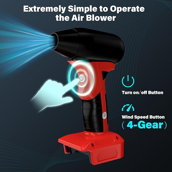 Mini Jet Blower Portable Violent Turbo Fan for Milwaukee 18V M18 Battery 4-Speed Wireless High Speed Handheld Fan for Computer Key Board CleaningHair DryingCampingOutdoorsCar (No Battery)
