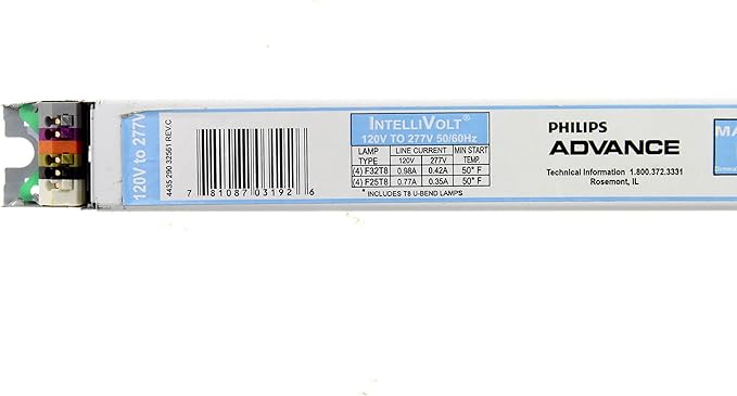 Philips Advance Mark 7 0-10V IZT-4S32-4 Lamp Fluorescent Ballast - F32T8-120/277 Volt - Dimming - 0.88 Ballast Factor