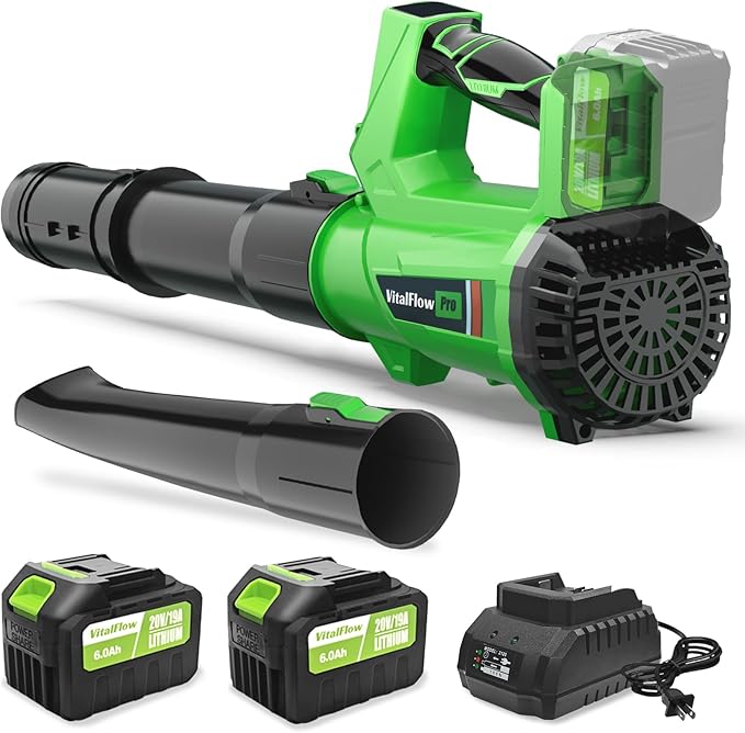 Cordless Leaf Blower with 2× 6.0Ah Batteries and Charger 540CFM/170MPH Battery Powered Leaf Blower 6 Speeds Lightweight Electric Leaf Blowers for Lawn Care Patio Dust and Leaves Cleaning 2025
