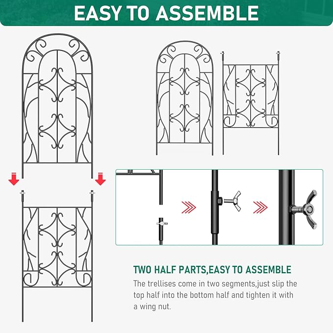 DoCred 4 Pack Garden Trellis for Climbing Plants 59 x 16 Metal Plant Trellis for Plant Support Large Decorative Outdoor Trellis for Vegetable Flower Rose Vine