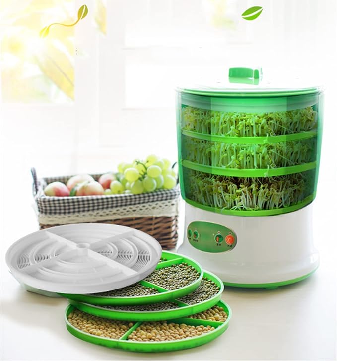 Bean Sprout Machine 2PCS Automatic Bean Sprout Machine Household Kitchen Large Capacity Bean Sprout Cultivation kit 3 Layers US (3 Layers (2 Layer UK)