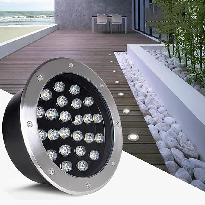 Outdoor Recessed Spot Light - LED Landscape Lights LED Buried Lights IP67 Waterproof Embedded Illumination Path Light AC 220V Round Stainless Steel Ground Spotlight Buried Garden Light(White9W)