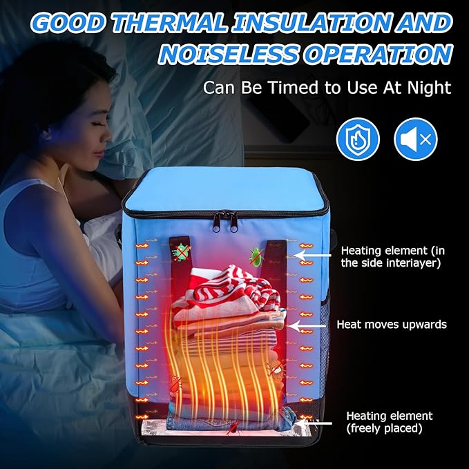 Bed Bug Heater with Timer &amp Thermometer Non-Chemical Pet &amp Human Safe Extra Heating Pad Included for Home Travel and RV Use